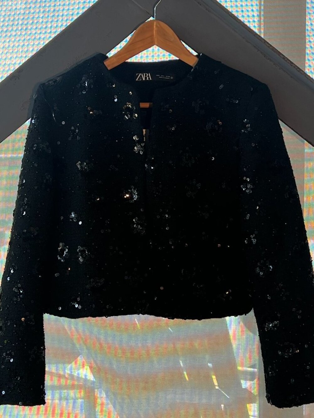 Zara Women's Black Sequin Blazer | Size L